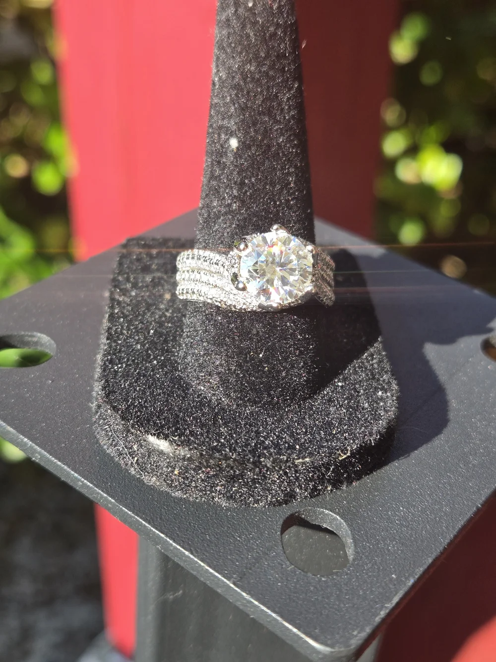 Brilliant 3ct.Moissanite S925 Silver Ring Size 8 With 1.2 Ct. Moissanite Pendant